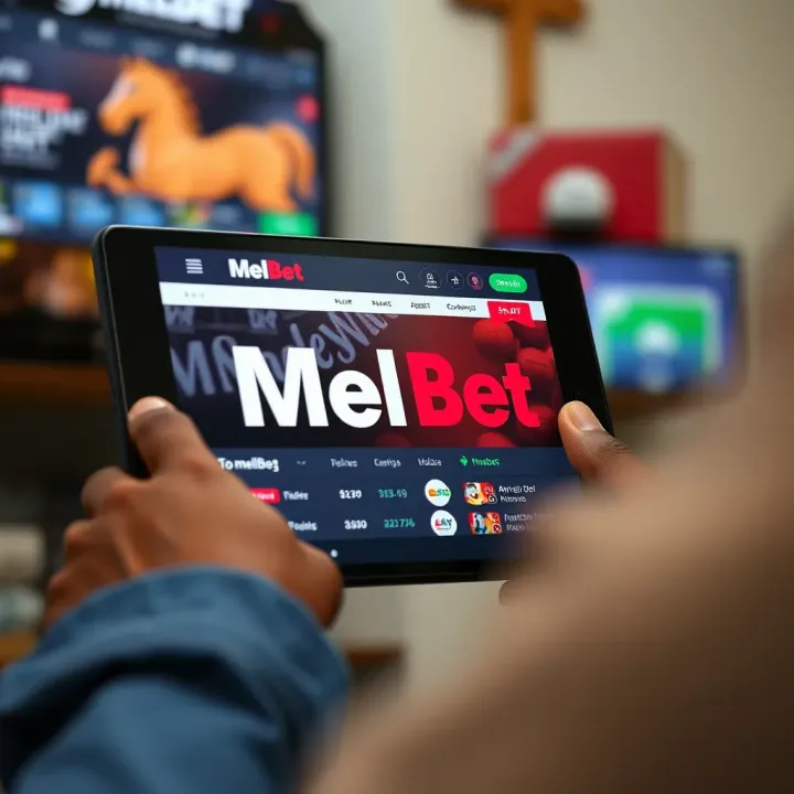 Mobile phone showing Melbet app with betting history and results