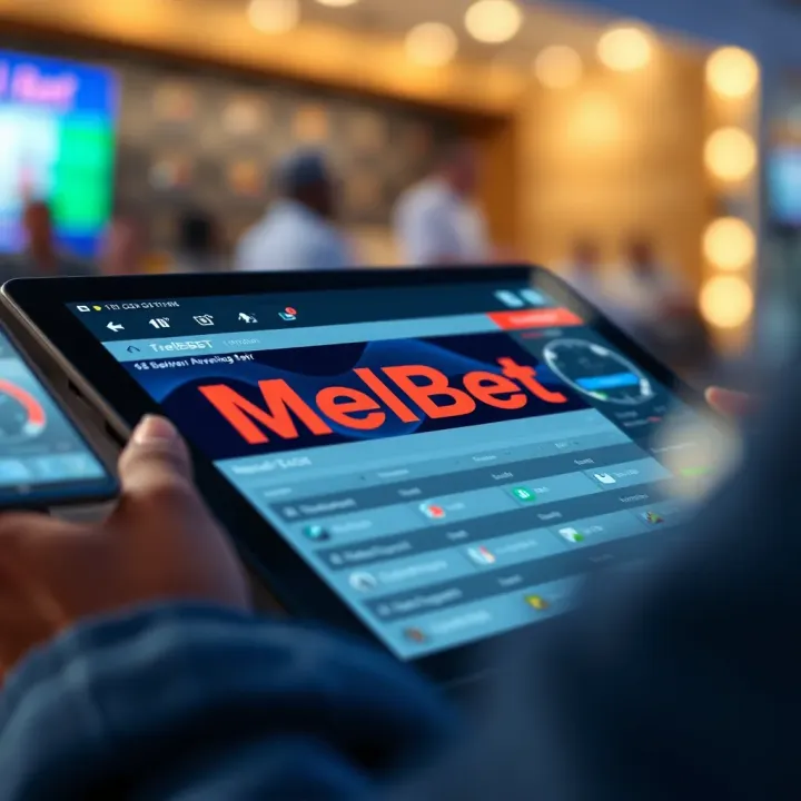 Smartphone displaying Melbet APK installation screen with Nigerian flag in background