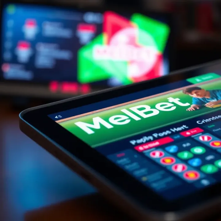 Melbet Betting App Interface for Nigerian Users Mobile device displaying Melbet Bet App interface with Nigerian flag background