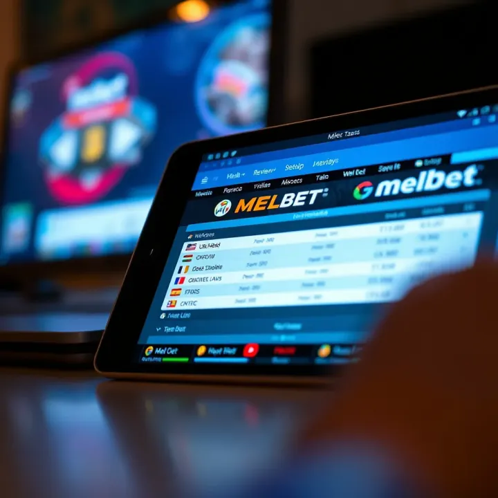 Mobile phone displaying Melbet app interface with sports betting options