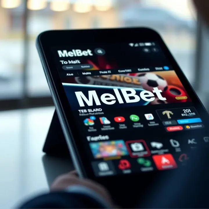 Mobile phone screen displaying Melbet New Mobile Lite betting interface with clear options and vibrant colors